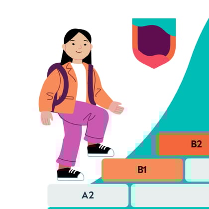 Cartoon of student walking up CEQs steps