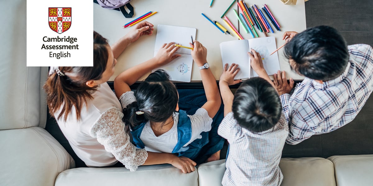 Parents with their children. Doing homework. 