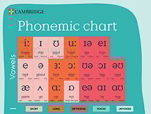 Phonemic Chart close up image - vowel sounds