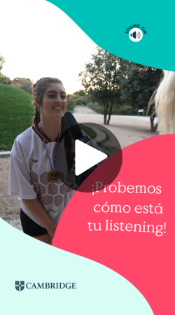 Screenshot of a video interview. Text: ¡probemos como está tu listening!