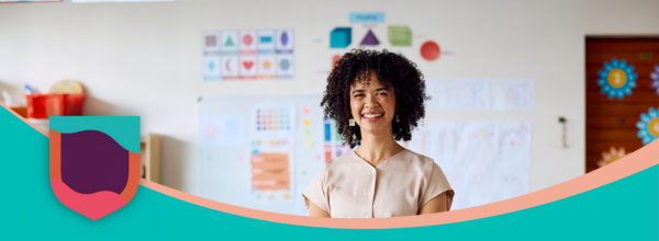 Teacher smiling in a classroom